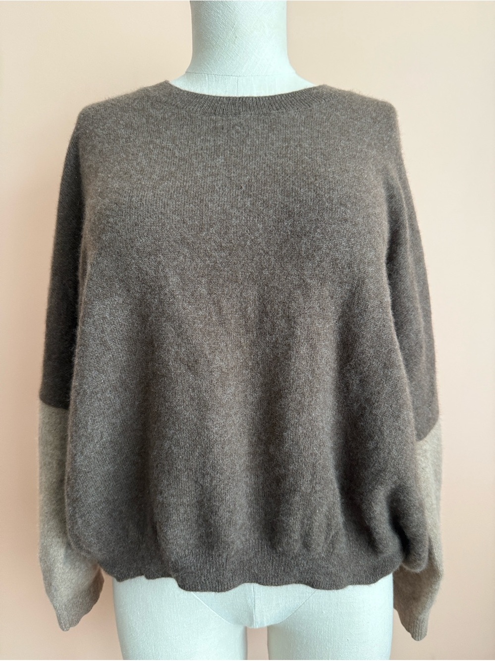 Parrish L A Color block neutral cashmere Sweater XS / S NWOT Beige Brown